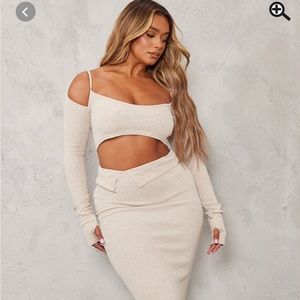 PLT Oatmeal ribbed cut out Top